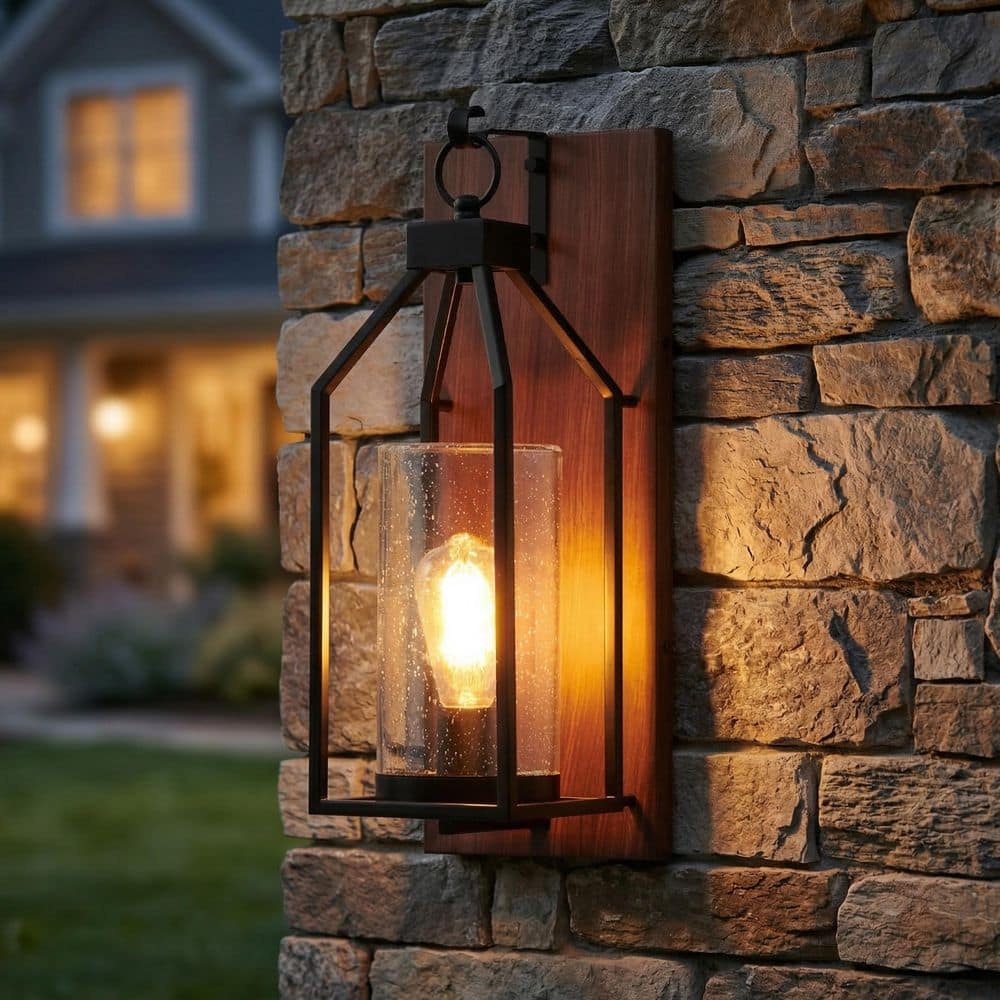 ロンウッド　スライドオンディスIII 95/600 KAWOTI 18.8 in. 1-Light Black Outdoor Wall Lantern Sconce with
