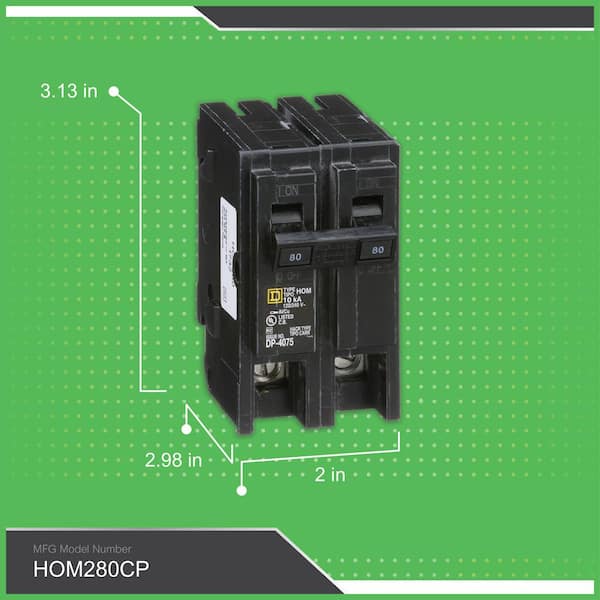 Square D Homeline 80 Amp 2-Pole Circuit Breaker