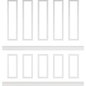 94 1/2 in. (Adjustable 108 in. to 132 in.) 70 sq. ft. Polyurethane Ashford Square Panel Stacked Wall Wainscot Kit Primed