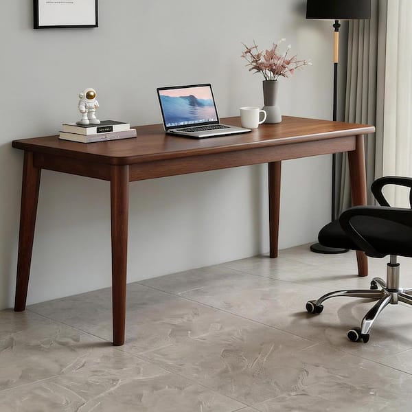 Ciar 55.12 in. Rectangle Walnut Solid Wood Writing Desk