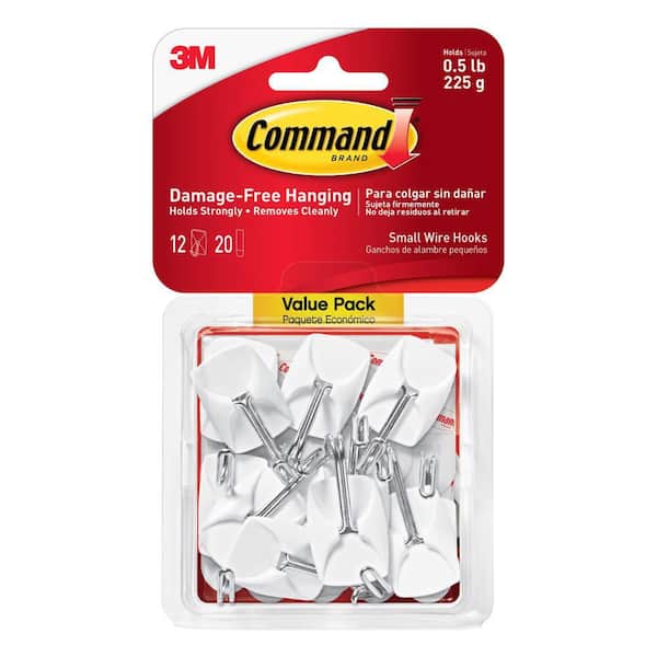 1/2 lb. Small White Wire Hook Value Pack (12 Hooks, 20 Strips)