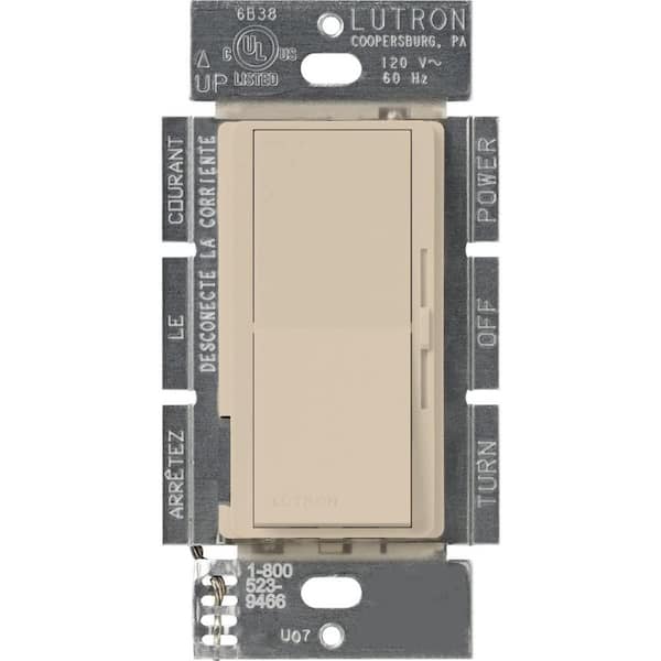 Lutron Diva Dimmer Switch for Electronic Low Voltage, 300-Watt/Single-Pole or 3-Way, Taupe (DVSCELV-303P-TP)