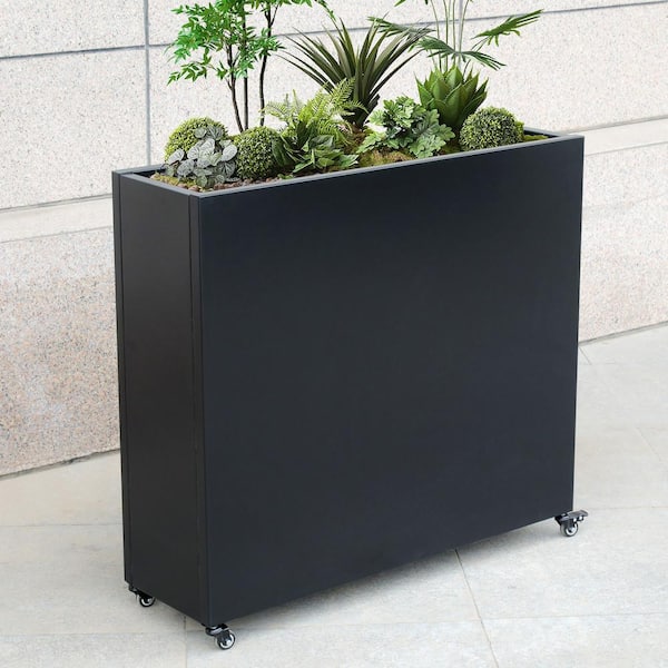 Ejoy 40 in. x 36 in. x 12 in. Black Modern Steel Planter Box for
