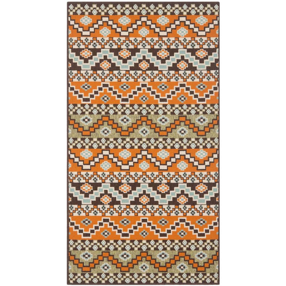 Arizona Tea Rug SAFAVIEH Veranda Terracotta/Chocolate 2 ft. x 4 ft. Aztec Tribal Indoor ...