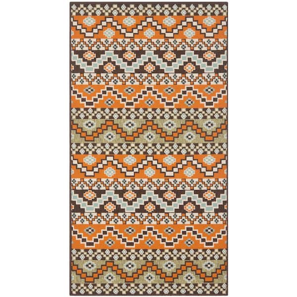 Veranda Terracotta/Chocolate 2 ft. x 4 ft. Aztec Tribal Indoor/Outdoor Area Rug