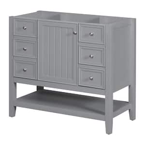 35.5 in. W x 18 in. D x 32.9 in. H Bath Vanity Cabinet without Top with 3 Drawers and Adjustable Shelf in Grey