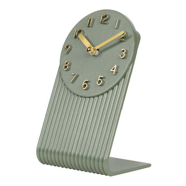 Grooves Light Sage Quartz Analog Tabletop Clock