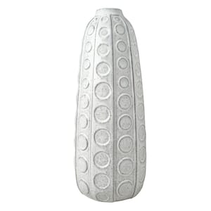 15.5 in. White Embossed Dot Textured Ceramic Vase