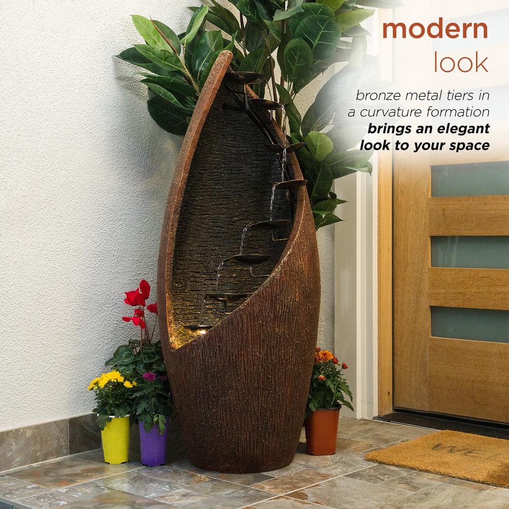 Brown Fiberglass Indoor/Outdoor Fountain with Light