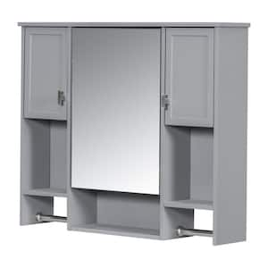 36 in. W. x 18 in. D x 34 in. H Single Sink Freestanding Bath Vanity in Gray with White Resin Top and Mirror