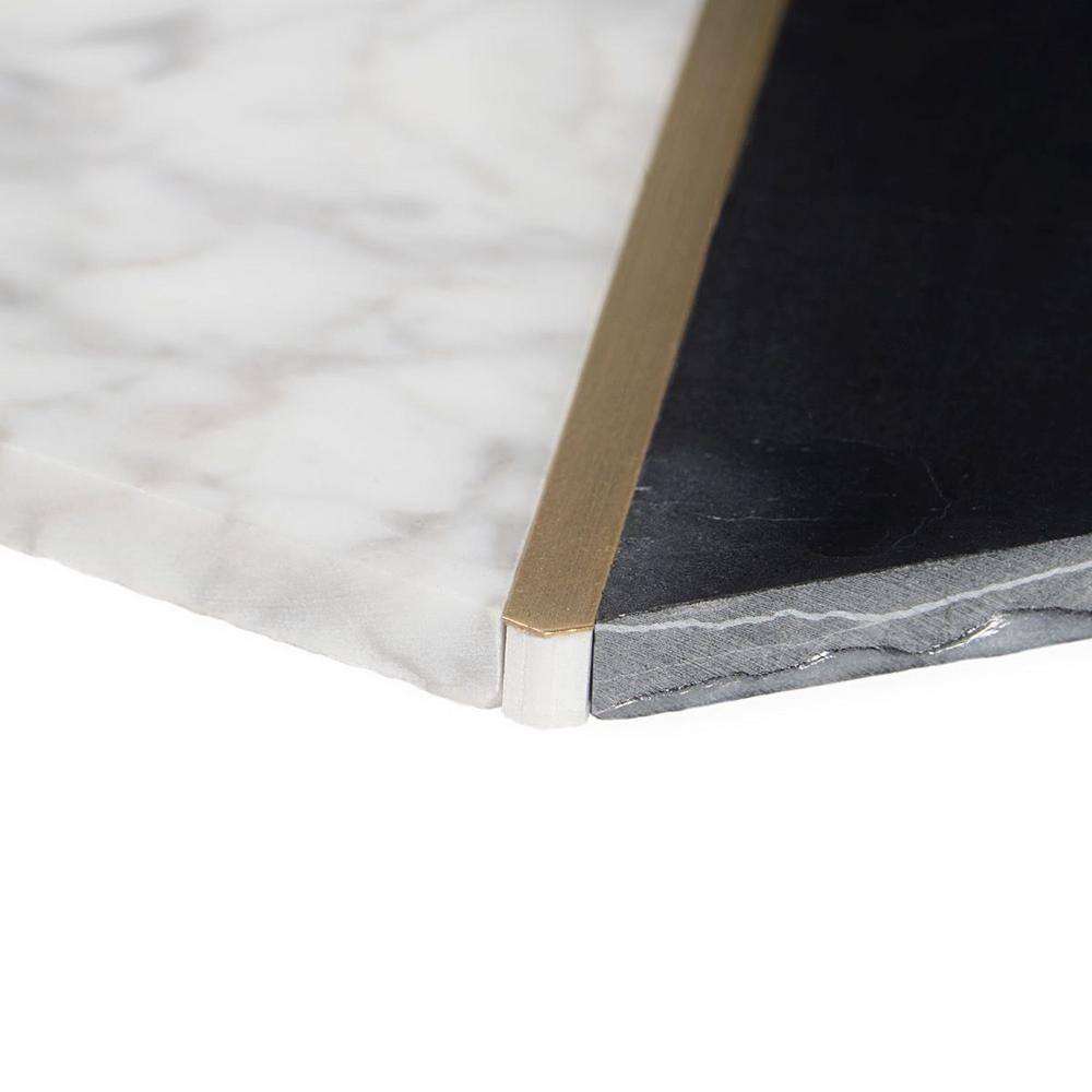 Millenium Nero Polished Marble and Brass Hexagon Mosaic Tile
