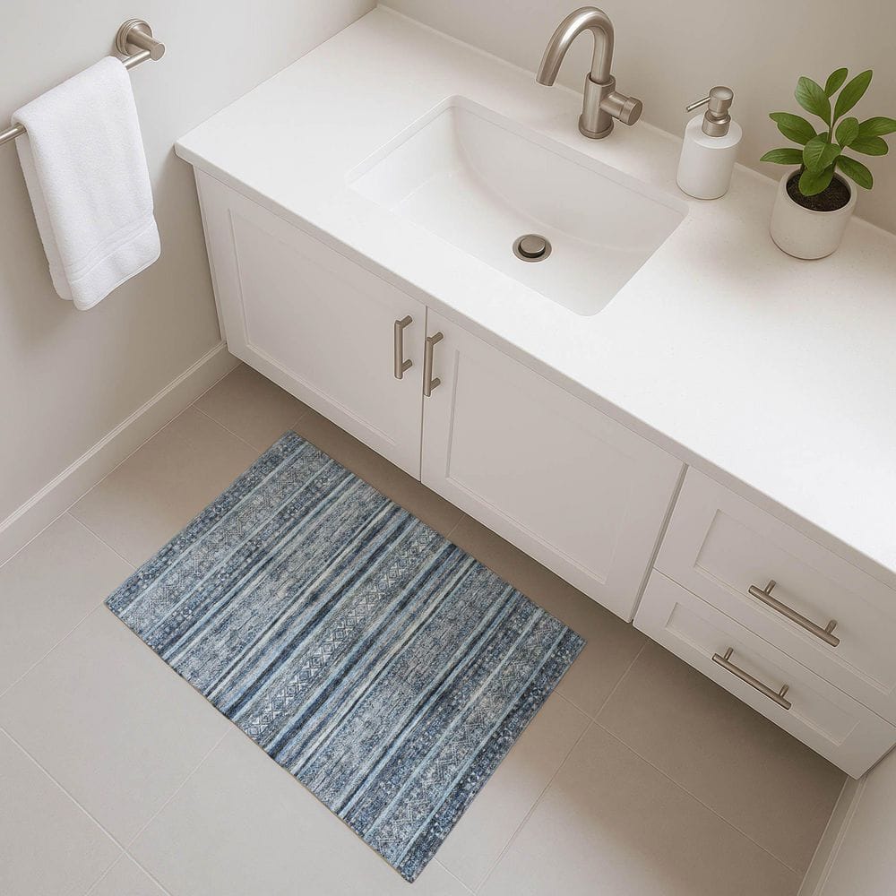 Mayfield Premium Machine Washable Abstract AMF1653 Blue 2 ft. x 3 ft. Area Rug price history on PriceWatchPro