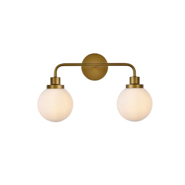 Unbranded Home Living 19 in. 2-Light Brass Vanity Light with Glass Shade
