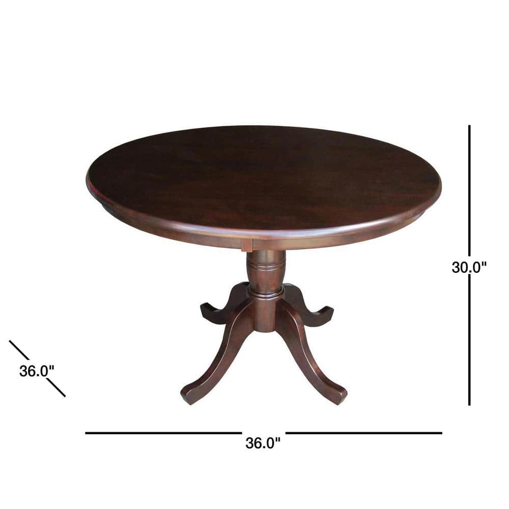 Farmhouse Elegance 38" Round Solid Wood Dining Table in Rich Mocha
