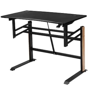 43.5 in. Retangular Black Wood Computer Desk with Adjustable Height