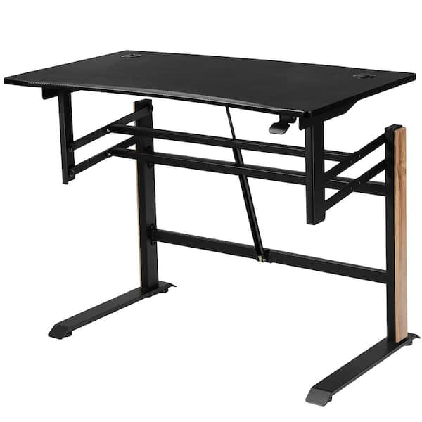 Costway 43.5 in. Retangular Black Wood Computer Desk with Adjustable Height