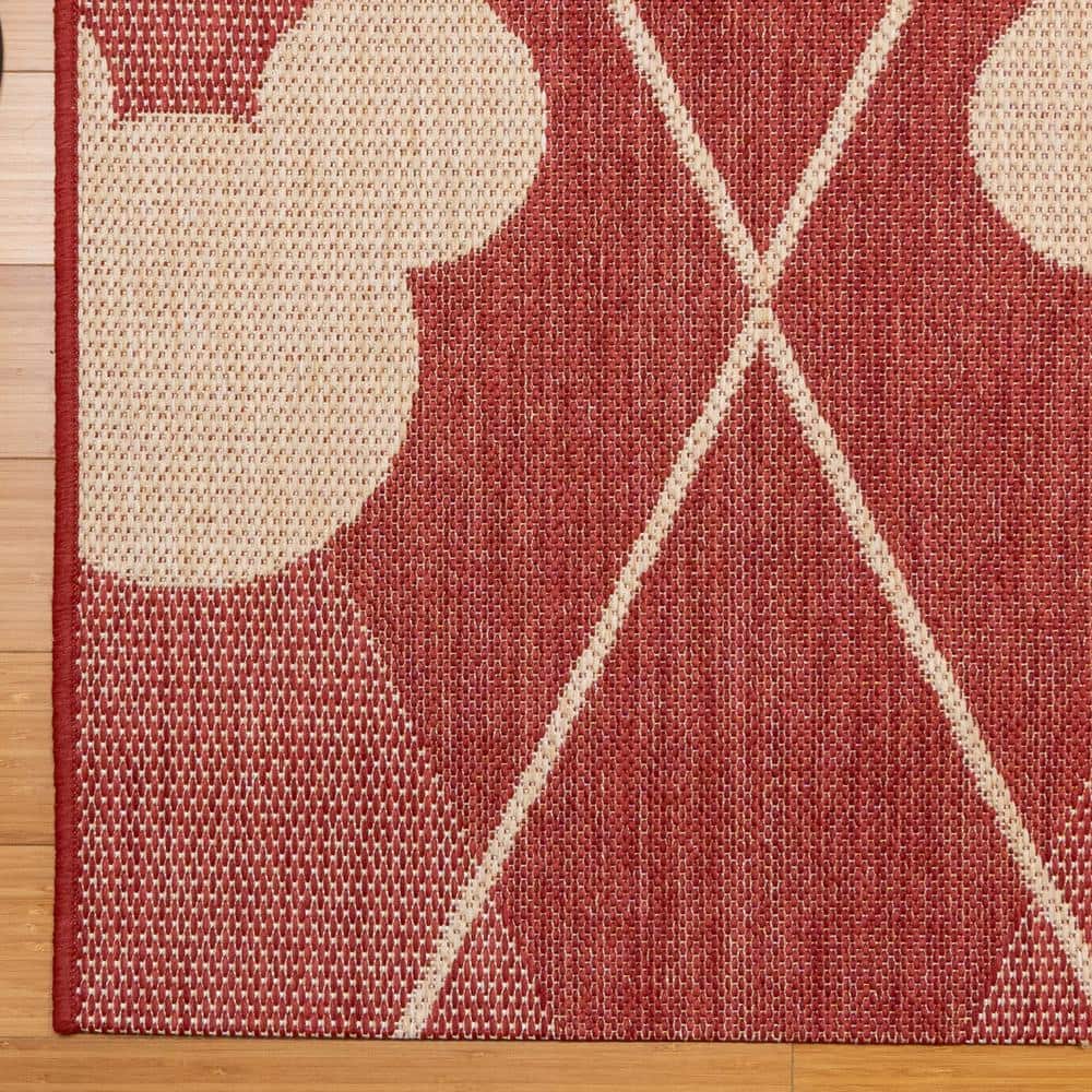Red Mickey Mouse Argyle 5' x 7' Synthetic Indoor/Outdoor Rug