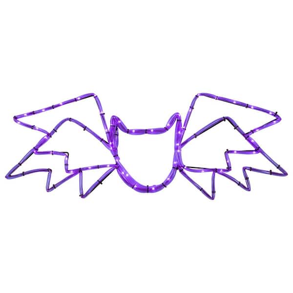 LED Lighted Bat 4-Function Window Halloween Silhouette-23.5 in. Purple