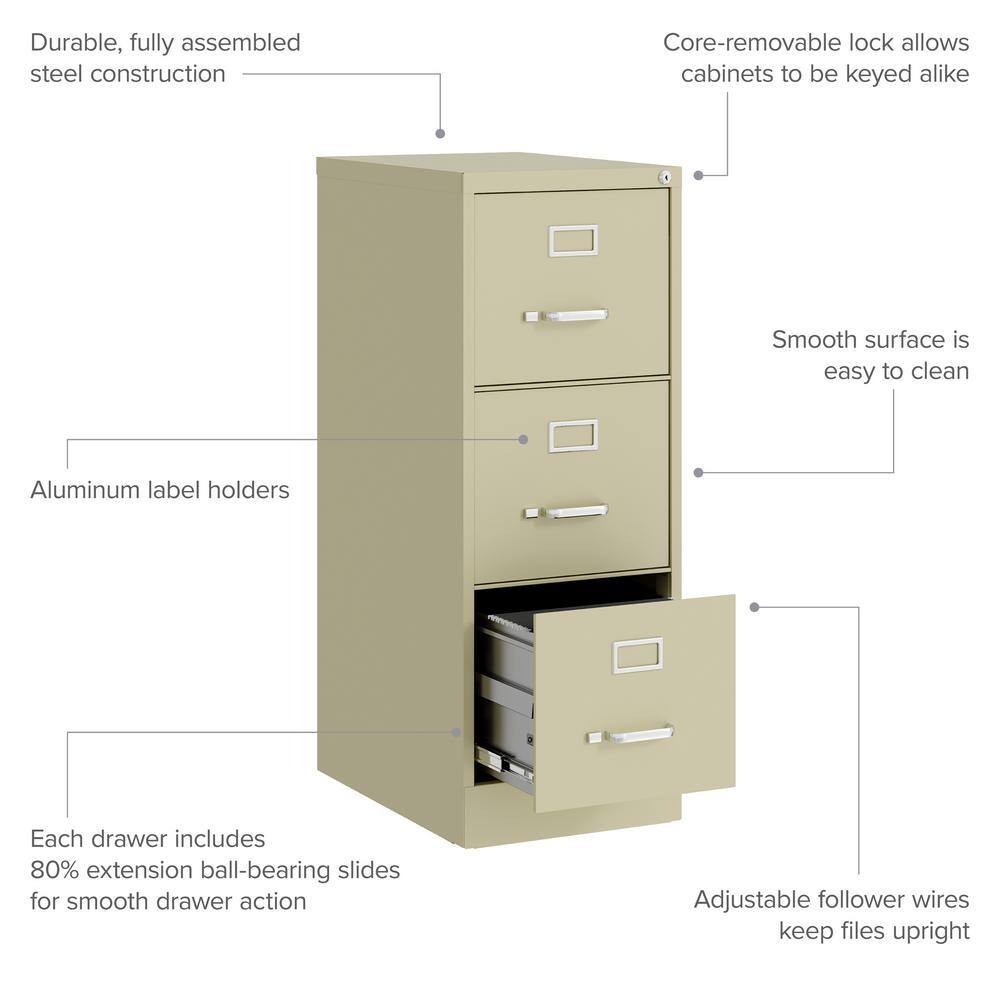 Putty 3-Drawer Lockable Vertical Mobile File Cabinet