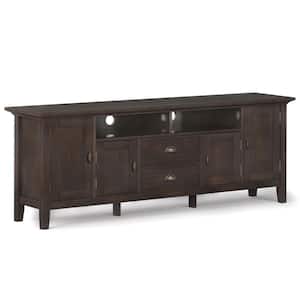 Redmond Solid Wood 72 in. Wide Transitional TV Media Stand in Brunette Brown for TVs up to 80 in.