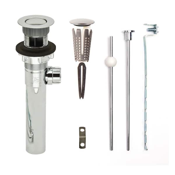 PF WaterWorks SinkSTRAIN Pop-Up Drain, Easy Remove Hair Catcher Stopper, Chrome ABS Body w/Overflow, 1.6-2" Sink Hole, Chrome