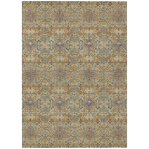 Chantille Machine Washable Indoor/Outdoor Abstract ACN2477 Gold 8 ft. x 10 ft. Area Rug
