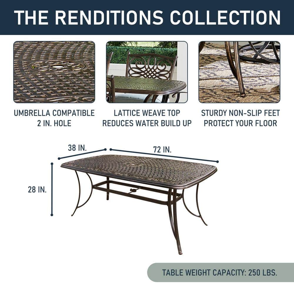Bronze 7-Piece Outdoor Dining Set with Swivel Rockers and Cast-Top Table