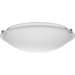 Linen Dome 16.25 in. 3-Light for Brushed Nickel with Etched Linen Transitional Flush Mount Light for Bedroom