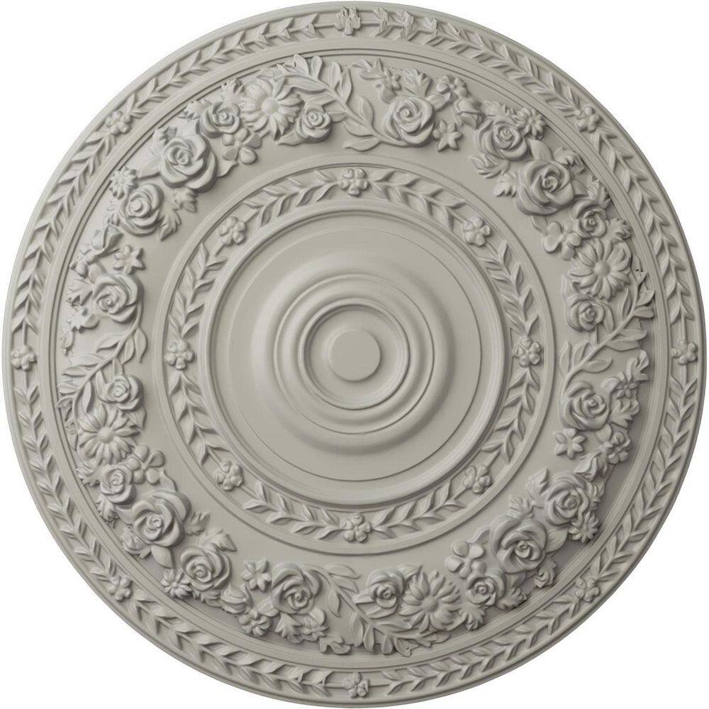 Pot of Cream Round Urethane Rose Ceiling Medallion