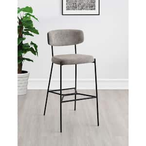 Elison Light Brown and Dark Oak Upholstered Pub Height Bar Stool (Set of 2)