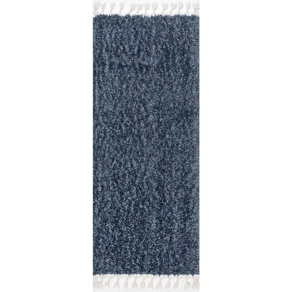 Casual Plush Neva Blue 2 ft. x 6 ft. Rectangle Indoor Shag Runner Rug
