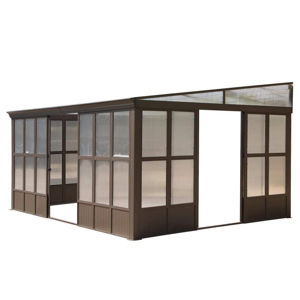 12 ft. x 16 ft. Outdoor Fixed Aluminum Lean to Gazebo Gazebos, Garden Patio