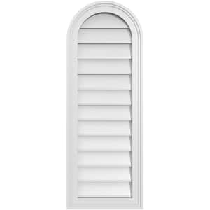 14 in. x 38 in. Round Top White PVC Paintable Gable Louver Vent Non-Functional