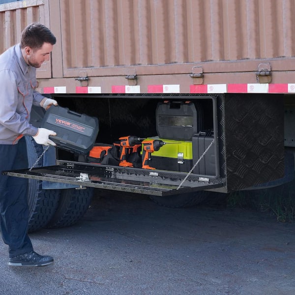 Underbody Truck Box 60 in. L x 24 in. W x 24 in. H Pickup Storage Box, Heavy Duty Aluminum Diamond Plate Tool Box