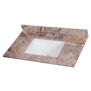37 in. W x 22 in. D Stone Effects Vanity Top in Cold Fusion with White Sink