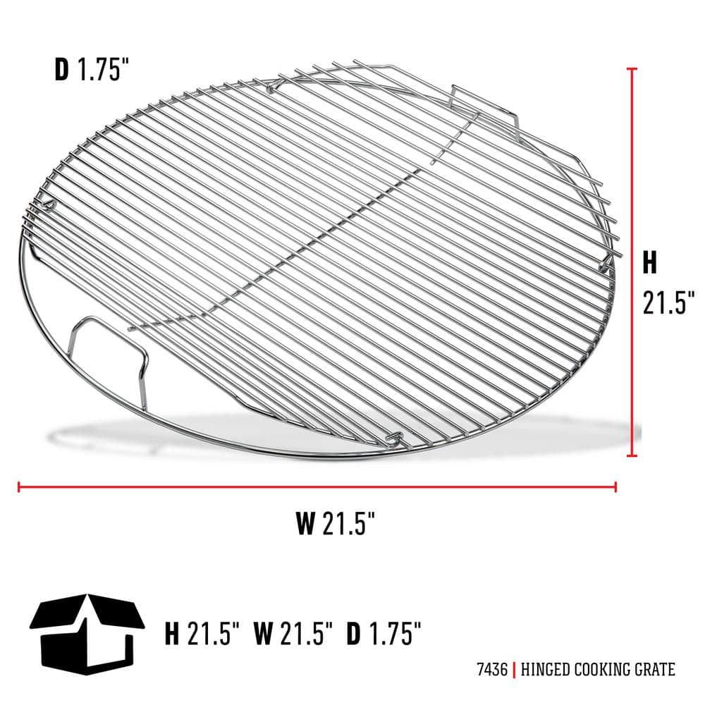 Stainless Steel Hinged Cooking Grate for 22" Charcoal Grills