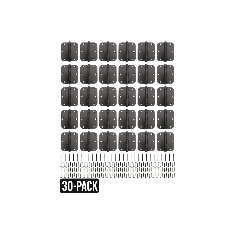 Everbilt 30-Pack 3-1/2 in. x 5/8 in. Radius Matte Black Butt Door