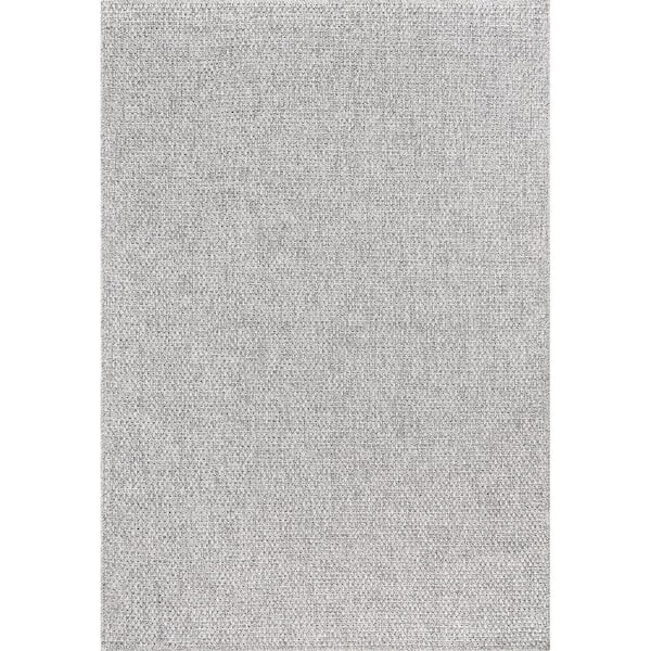 Terra Fiber Easy Jute Grey 5 ft. x 7 ft. Solid Indoor Outdoor Area Rug