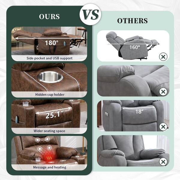 aisword Enhanced Exclusive Oversized Suede Recliner Chair with 