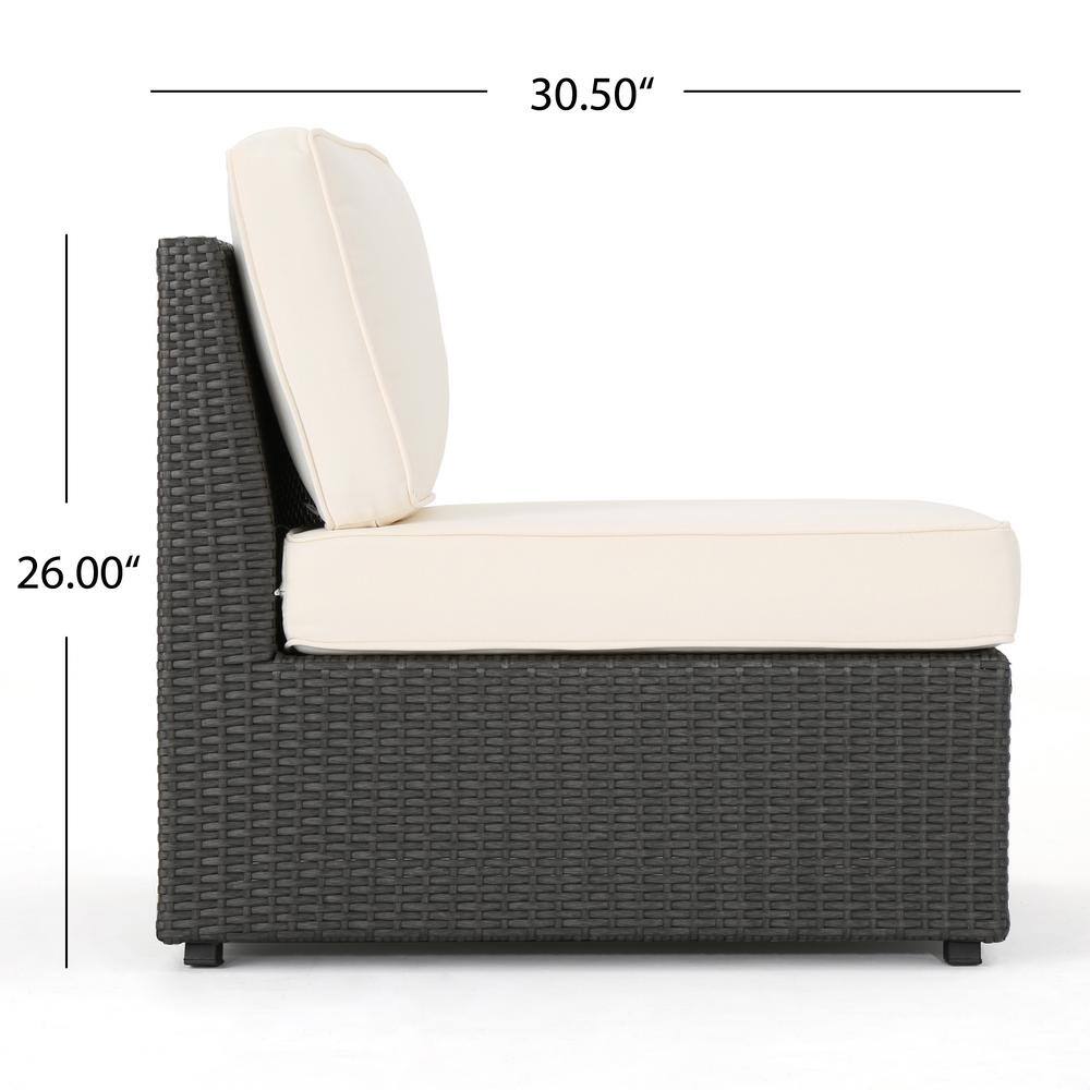 Gray Iron 9-Seater Outdoor Sectional Sofa Set with White Cushions