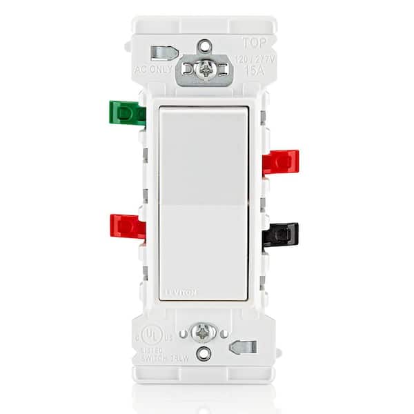 Leviton - Decora Lever Edge 15 Amp 120/277 Volt 3-Way Switch, White (1-Pack) E5603-SW