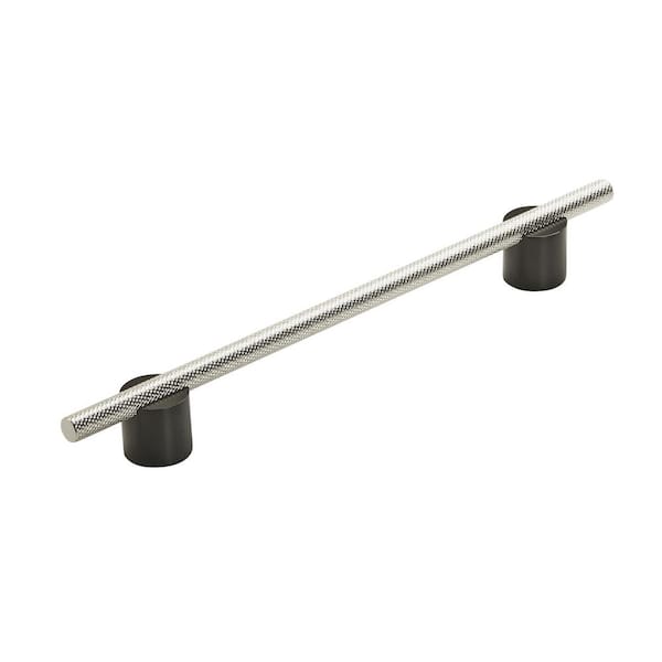 Amerock Transcendent 7-9/16 in. (192mm) Modern Matte Black/Polished Nickel Bar Cabinet Pull