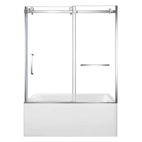 59.8 in. x 31 in. Acrylic Rectangular Alcove Soaking Bathtub with Right Drain in White/Polished Chrome