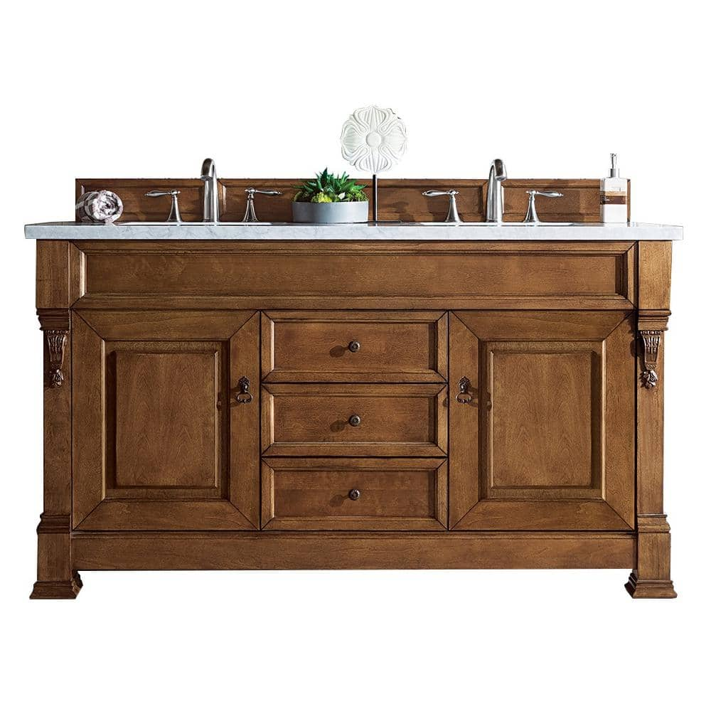 Brookfield 60 in. W x 23.5 in. D x 34.3 in. H Double Bath Vanity in Country Oak with Quartz Top in Eternal Jasmine Pearl -  James Martin Vanities, 14711456713EJP