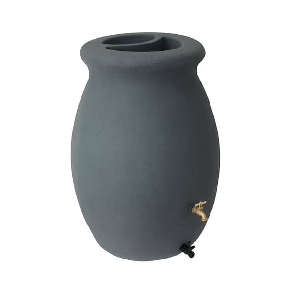 Flat Back Castilla 50 Gal. Rain Barrel, Charcoal