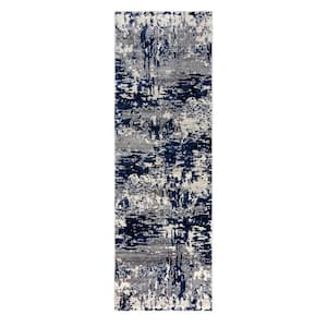 Beryl Byrne Blue 3 ft. x 8 ft. Abstract Indoor Area Rug