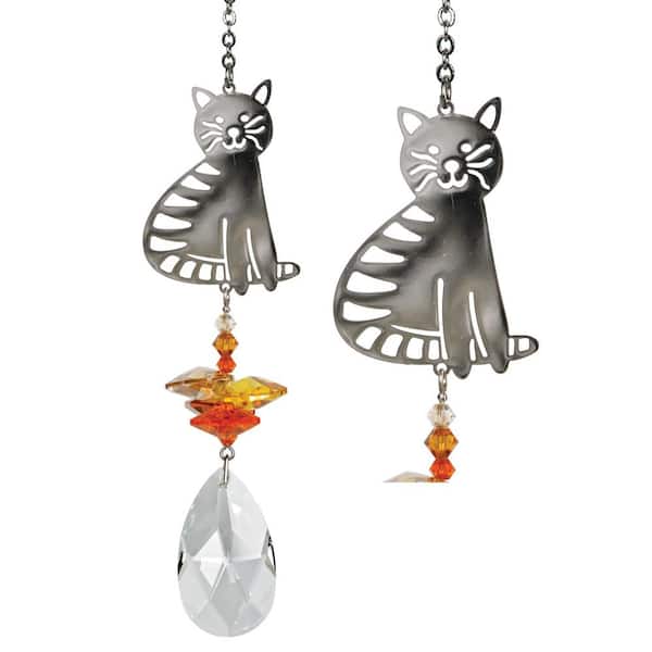WOODSTOCK CHIMES Woodstock Rainbow Makers Collection, Crystal Fantasy, 4.5 in. Tabby Cat Crystal Suncatcher