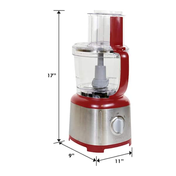 KENMORE Kenmore 11-Cup Food Processor and Vegetable Chopper, Slice/Shred Disc, 500W, Red KKFP11CRed - The Home Depot