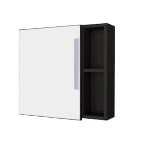 19.6 in. W x 18.6 in. H Black Rectangular Wall Surface Mount Bathroom Storage Medicine Cabinet with Mirror