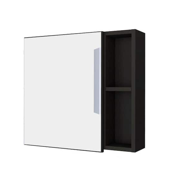 19.6 in. W x 18.6 in. H Black Rectangular Wall Surface Mount Bathroom Storage Medicine Cabinet with Mirror